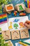 Montessori Kids Painting Educational Wooden Stencils Make Brown Toy - 3