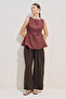 Linen Sleeveless Blouse with Tie-Up Detail Copper - 7