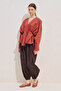 Pleated Waist Design Shirt Tile Print - 5