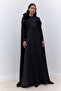 Flower-Detailing Gown with Capes, Black - 2