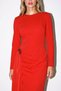 Red Brooch Detailed Long Sleeve Long Dress - 3