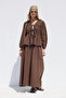 Muslin Blouse with Tie-Up Detail in Brown - 4