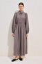 Draped Waist Adjustable Balloon Sleeve Dress Gülkurusu - 4