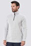 Men's Gray Melange Half Zipper Fleece Stand Collar Regular Fit Comfortable Classic Casual