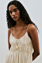 Textured Ruched Detail Dress Natural - 5