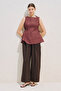 Linen Sleeveless Blouse with Tie-Up Detail Copper - 6