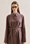 Linen Belted Shirt Dress Lavender - 3