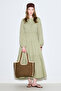 RUFFLED LONG SLEEVE DRESS SAGE - 2