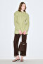 Beli Pile Detail Long Sleeve Bluz Green
