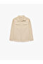 Cotton Pocket Detailed Classic Collar Long Sleeve Gabardine School Shirt School Jacket - 4
