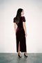 Burgundy Velvet Button Detailed Short Sleeve Long Dress - 4