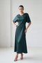 Emerald Collar Accessory Detailed Short Sleeve Long Dress - 3