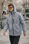Men's Trend Hooded Pocketed Loose Gray Raincoat - 4