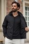 Men's Striped Trendy Lined Black Raincoat - 2