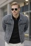 Men's Seasonal Jeans Basic Loose Gray Denim Jacket - 3