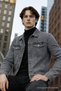 Men's Polo Collar Premium Gray Denim Jacket - 5