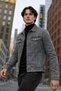 Men's Polo Collar Premium Gray Denim Jacket - 4