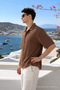 Men's Summer Short Sleeve Coffee Linen Shirt - 4
