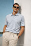 Men's Casual Comfortable Gray Polo Collar T-Shirt - 5
