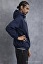 Men's Comfort Fit Lined Casual Navy Blue Raincoat & Windbreaker - 3