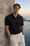 Men's Basic 100% Cotton Black Polo Neck T-Shirt - 5
