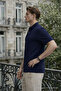Men's Elite Comfort Navy Blue Polo Collar T-Shirt - 4