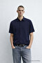Men's Short Sleeve Striped Navy Blue Summer Shirt - 5