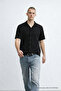 Men's Short Sleeve Stretchy Black Loose-Fit Shirt - 2