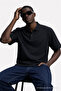 Men's Summer Loose Black Polo Neck T-Shirt - 3