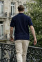 Men's Elite Comfort Navy Blue Polo Collar T-Shirt - 6