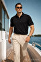 Men's Casual Comfortable Black Polo Neck T-Shirt - 2