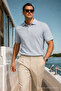 Men's Casual Comfortable Gray Polo Collar T-Shirt - 2
