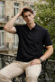 Men's Elite Comfort Black Polo Collar T-Shirt - 2