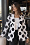 Women's Black Polka Dot Single Button Jacket Arm-26Y001116