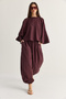 Women's Plum Bat Sleeve Oversize Blouse Shalwar Trousers Modal Top and Bottom Set 4183 60286473 - 3