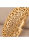 Gold Color Flower of Life Patterned Openwork Chunky Hoop Earrings - 2