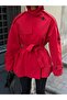 Half-Cape Buttoned Belted Trench Coat - 2