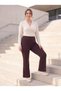 Women's Plus Size Spanish Leggings High Waist Elastic Brown Pants - 2