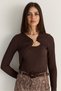 Women's Bitter Brown Double Breasted Collar Low-Cut Detailed Knitted Blouse with Gold Accessories 401-4 60286496 - 2