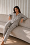 Women's Long Sleeve Buttoned Gray Pajama Set - 3