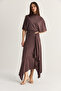 Women's Coffee Degaje Collar Blouse Asymmetrical Layered Skirt Set Dt261024 60286516 - 6