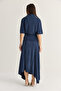 Women's Indigo Degaje Collar Blouse Asymmetrical Layered Skirt Set Dt261024 60286516 - 7