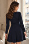 Women's Navy Blue Buttoned Front Ribbed Flared Dress Arm-21K042015 - 2