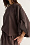 Women's Bitter Brown Bat Sleeve Oversize Blouse Shalwar Trousers Modal Bottom-Top Set 4183 60286473 - 6