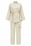 Yellow Flounce Thin Belted Kimono Set - 8739