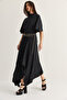 Women's Black Degaje Collar Blouse Asymmetrical Layered Skirt Set Dt261024 60286516 - 3