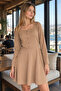 Women's Mink Buttoned Front Ribbed Flared Dress Arm-21K042015