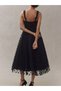 Black Polka Dot Sweetheart Neck A-Line Midi Dress - 3