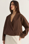 Women's Bitter Coffee Double Breasted Collar Pocket Detailed Lined Elastic Wrap Closure Short Trench Coat 2845 60286507 - 2