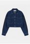 Women's Dark Denim 2W6-7 Lace Embroidery Detailed Belted Length Custom Design Denim Jacket - 5
